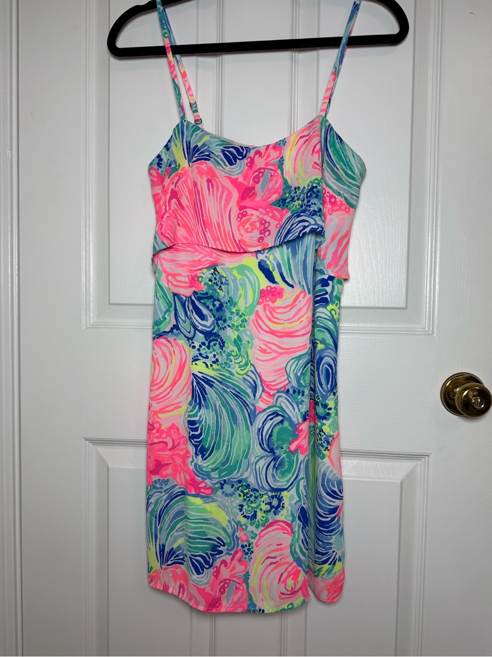 Lilly Pulitzer Lexi Flounce Overlay Slip Mini Dress Beach Please XS